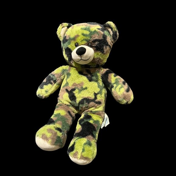 Vintage Build A Bear Workshop Camo Plush Military Army Green Teddy Bear 17” - Picture 2 of 7